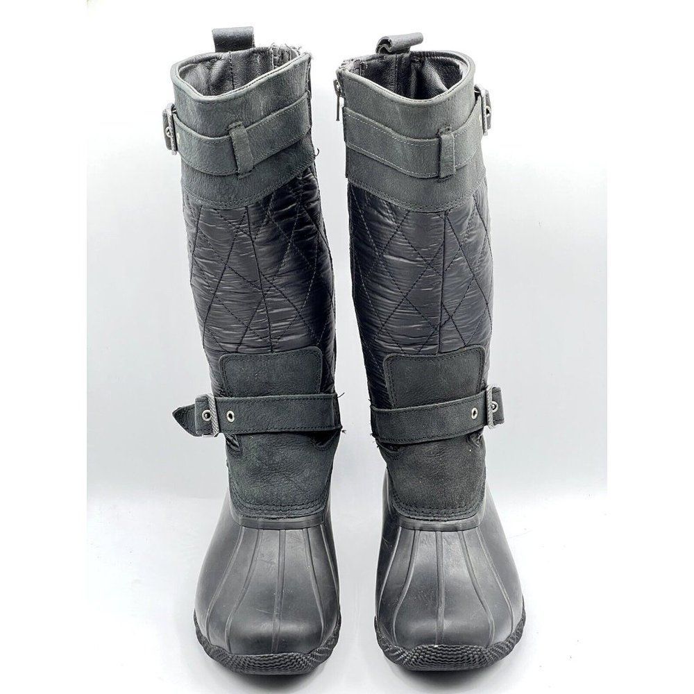 Sperry Saltwater Tall Buckle Nylon Quilt Rain Boot Black Women's Size 7.5 - Picture 6 of 10